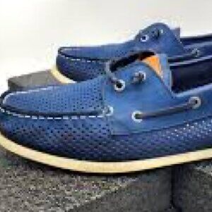 Bass&Co blue preppy Nautical slip-on Docksiders loafers Deck Boat shoes Comfy 12